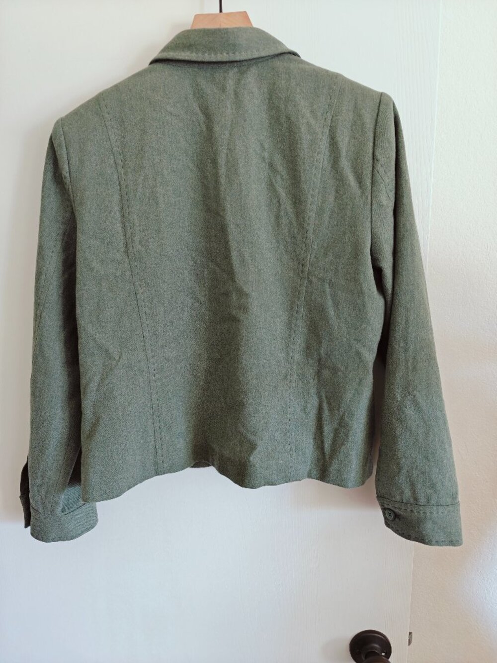 Pendleton 100% Virgin Wool Sage Green Tailored Jacket Petite 12 Made USA - Picture 4 of 9
